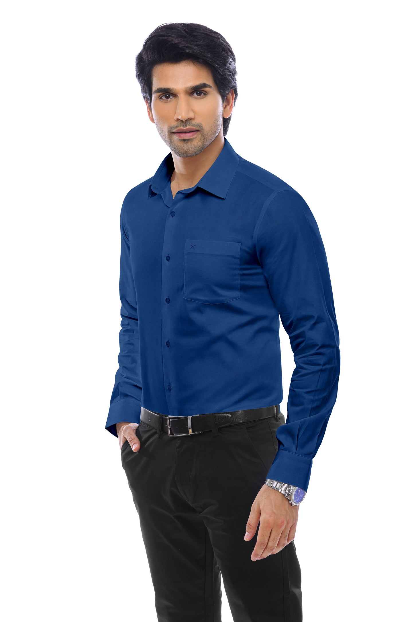 Peacock Blue Satin Shirt